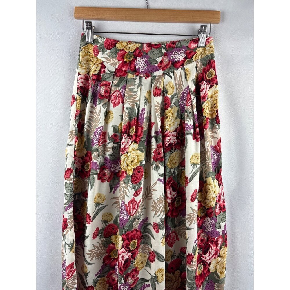 Vintage Fritzi Petites Floral Pleated Skirt PM